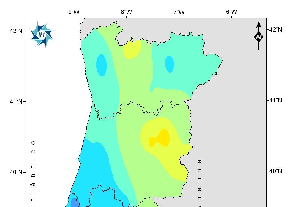 excepto em parte da Beira Interior, próximos da normal na 2ª década, excepto na região de Lisboa e litoral