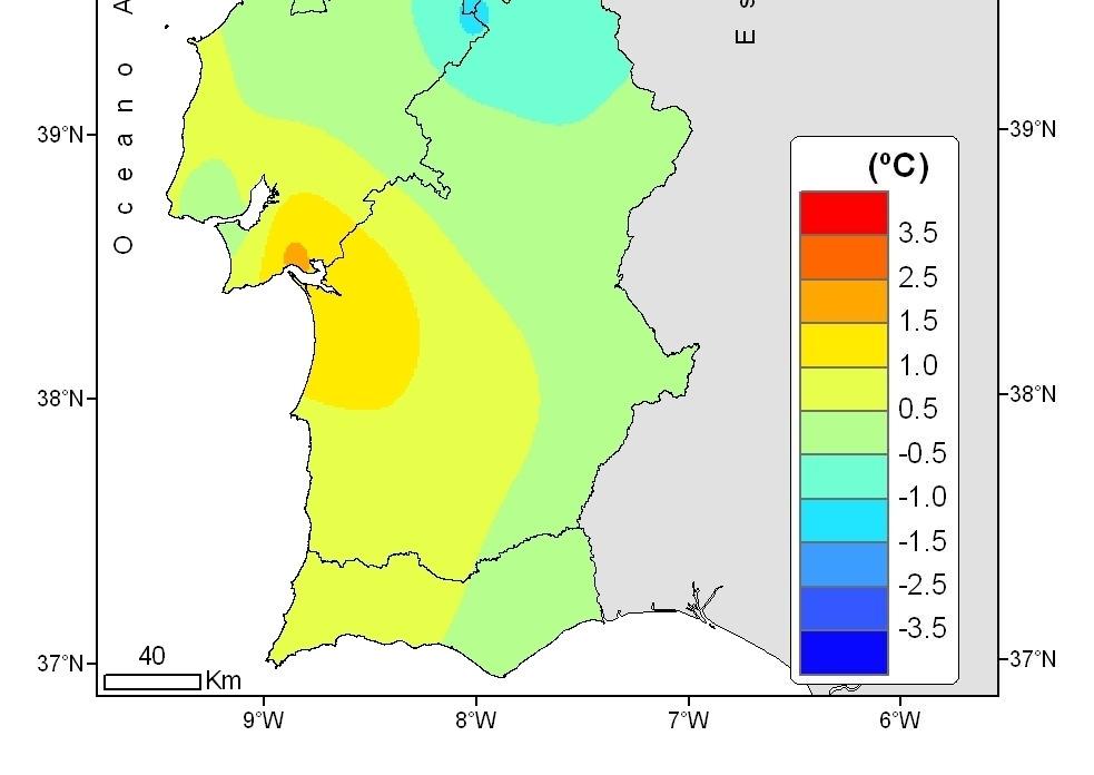 7ºC em Setúbal e na 3ª década variaram entre +0.4ºC em S. Pedro de Moel e +4.5 ºC em Penhas Douradas (Figura 2). 1ªd.