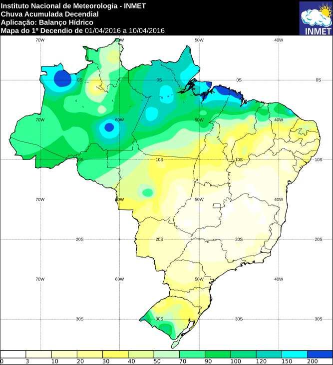 Figura 5 Figura 6 Número de dias com chuva 3º Decêndio Número de dias com chuva 3º Decêndio De 21/04/2015 a 30/04/2015 De 21/04/2016 a 30/04/2016 Figura