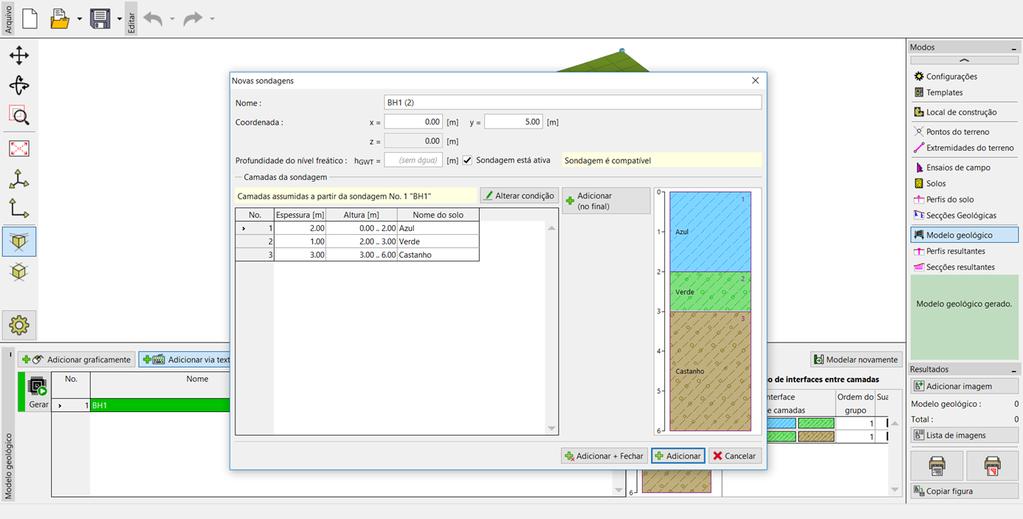 Modelo Geológico com Camadas Paralelas à Superfície do Terreno Agora, vamos ajustar as camadas do terreno à superfície do terreno. Vamos continuar com o exemplo anterior.