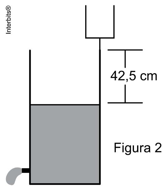 Um diapasão de frequência f 2 é posto a vibrar na borda de um tubo com água, conforme a figura 2.