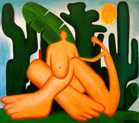 Tarsila do Amaral concebeu uma criativa união de dois trabalhos anteriores: A Negra (1923)