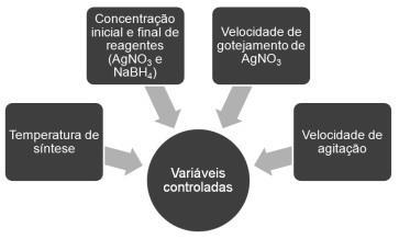 26 Figura 3 Interrelação entre variáveis de controle na produção de AgNPs pelo método de redução química da prata. Fonte: Garcia (2011).