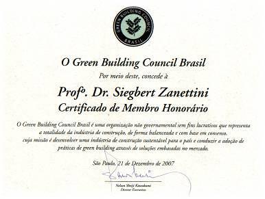 2010- Homenageado 2010 pelo Grupo PINI, Grandes Nomes da Engenharia Civil e Arquitetura do Brasil 2010- Comenda 50 anos de atividades profissionais Profissional Jubilado pelo Conselho Regional de