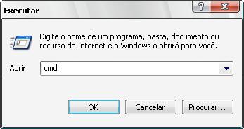 Quando a janela se abrir digite o comando IPCONFIG assim como a figura abaixo.