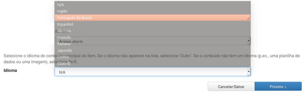 6 Tipo de documento Selecione o tipo de documento que está sendo submetido conforme Figura 6. Figura 6: Tipo do documento. 4.3.