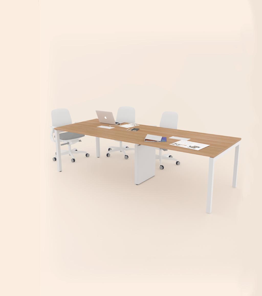 A quantidade de caixas de tomadas instaladas nos tampos das mesas de reunião FIT pode ser adaptada as suas necessidades.