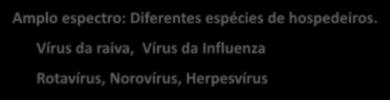 Espectro de hospedeiros dos vírus Amplo