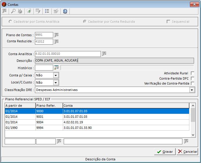 SPED ECF Associação de Contas (Individual) Arquivos/Contas -> Selecionar o plano de contas e conta contábil da empresa.