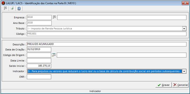 SPED ECF Indentificação das Contas na Parte B Exportações/SPED - ECF Lalur/Lacs ->