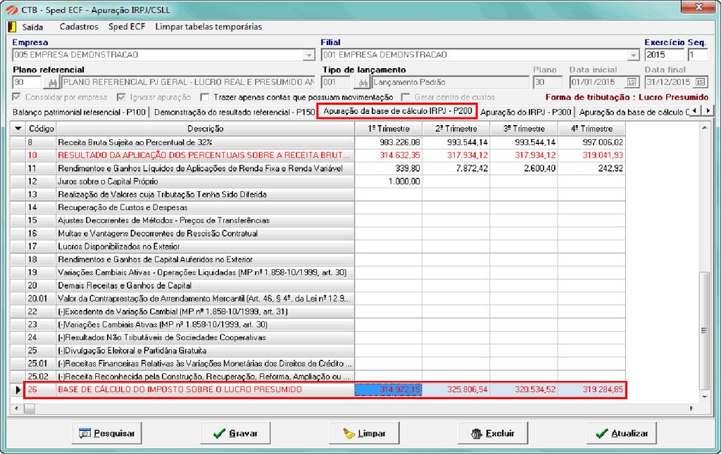 6.4 O que é calculado nas abas P200, P300, P400 e P500?