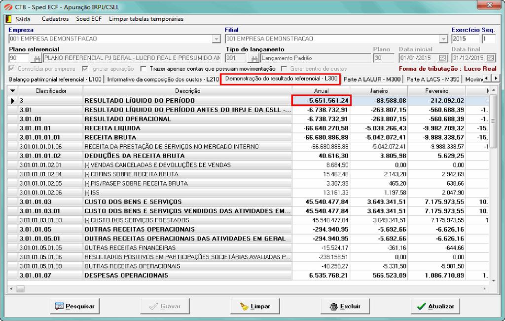 7.2 Demonstração do Resultado do Período Referencial L300 Apresentado de acordo com a associação feita ao plano referencial informado.
