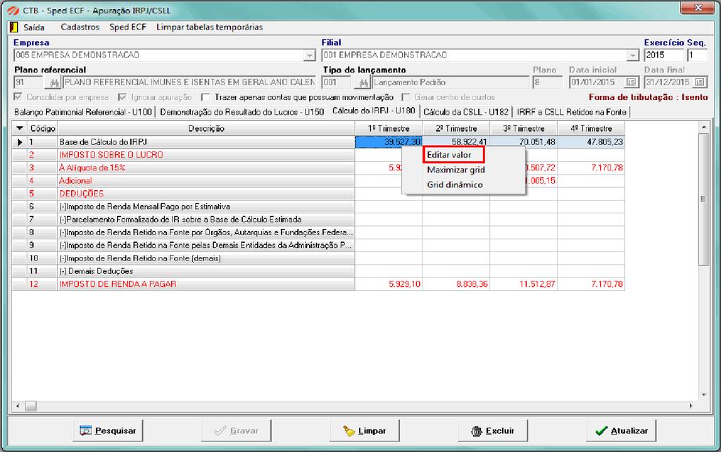 Onde encontrar: Procedimentos anuais >