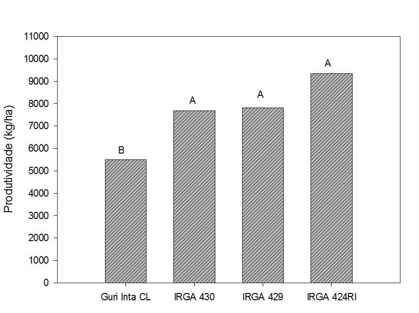 10 Circular Técnica 192 Figura 5. Produtividade (kg ha -1 ) de cultivares de arroz irrigado por inundação, independentemente de aplicações de fungicidas.