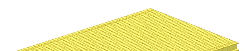 Figura 6: Modelo do tabuleiro em elementos finitos de barras e placas. compensando-se com a redução no peso das rodas. Figura 8: Trem tipo classe 45 NBR7188.