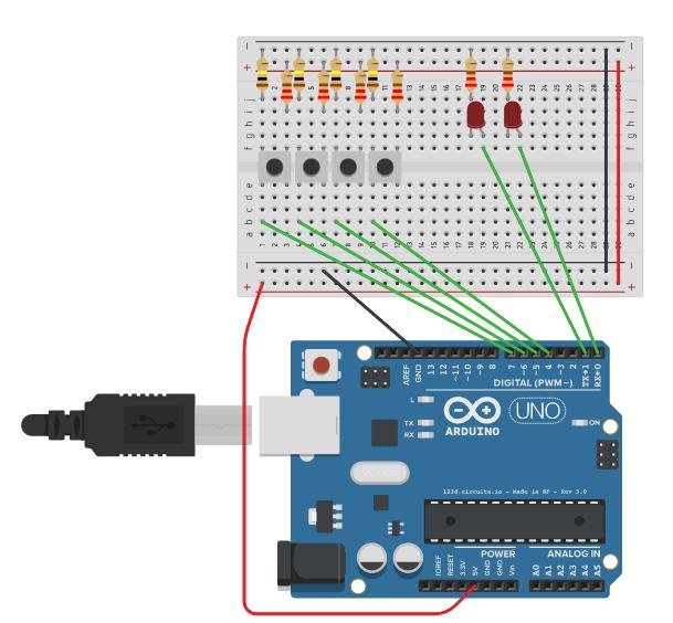 O circuito abaixo esta disponível na plataforma online 123d.circuits.