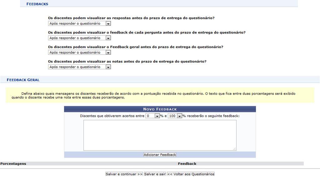 Turmas Virtuais Questionários Novo Questionário É