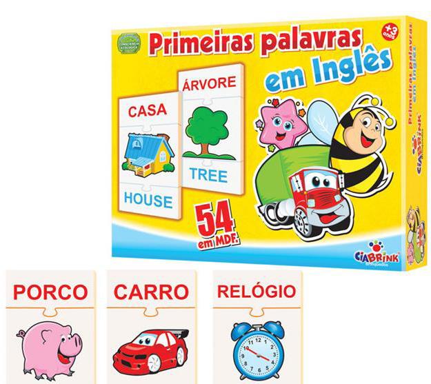 10 de Dominó Essa versão do dominó é diferente: as crianças associam o desenho com as palavras em inglês.