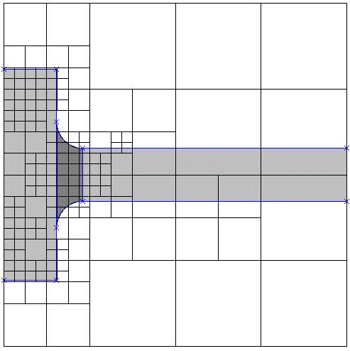 3.1 Geração da octree baseada nos novos tamanhos dos elementos Inicialmente, um cubo envolvente é criado baseado no máximo intervalo de qualquer uma das três coordenadas cartesianas dos nós dos dados
