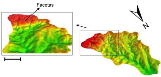 Figura 5: Representação tridimensional do relevo da bacia do Ribeirão dos Rodrigues. Fonte: Souza (2013).