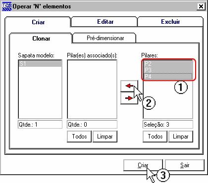 Para criar N sapatas, utilizando a tela Operar N elementos, é necessário sempre haver pelo menos uma sapata criada, que denominamos Sapata Modelo.