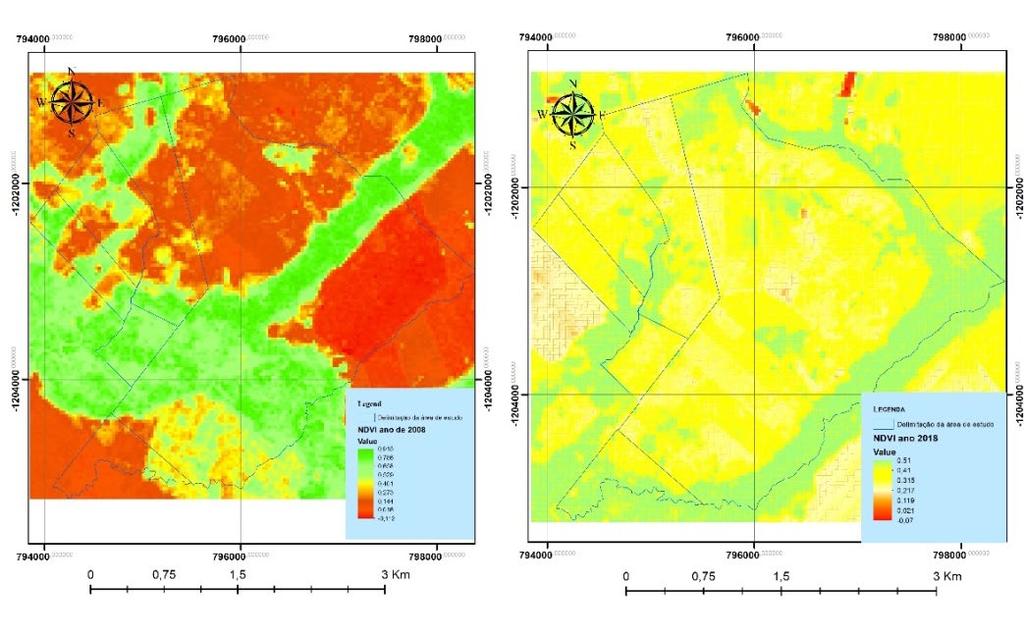 RED: é a refletância no comprimento de onda correspondente ao vermelho Além disso, as plantas são caraterizadas pelo satélite, devido a quantidade de clorofila que produzem, sendo que as mesma