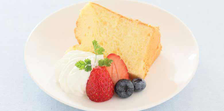 DESSERTS 48 STRAWBERRY CHIFFON CAKE Ingredients: 1/3 cup Khayrat Strawberry Pulp 1/2 cup Khayrat Frozen Strawberries 1 cup (120 g) cake flour 1/2 cup granulated sugar 2 tbsp (25 g) sugar 1 tsp (5 g)