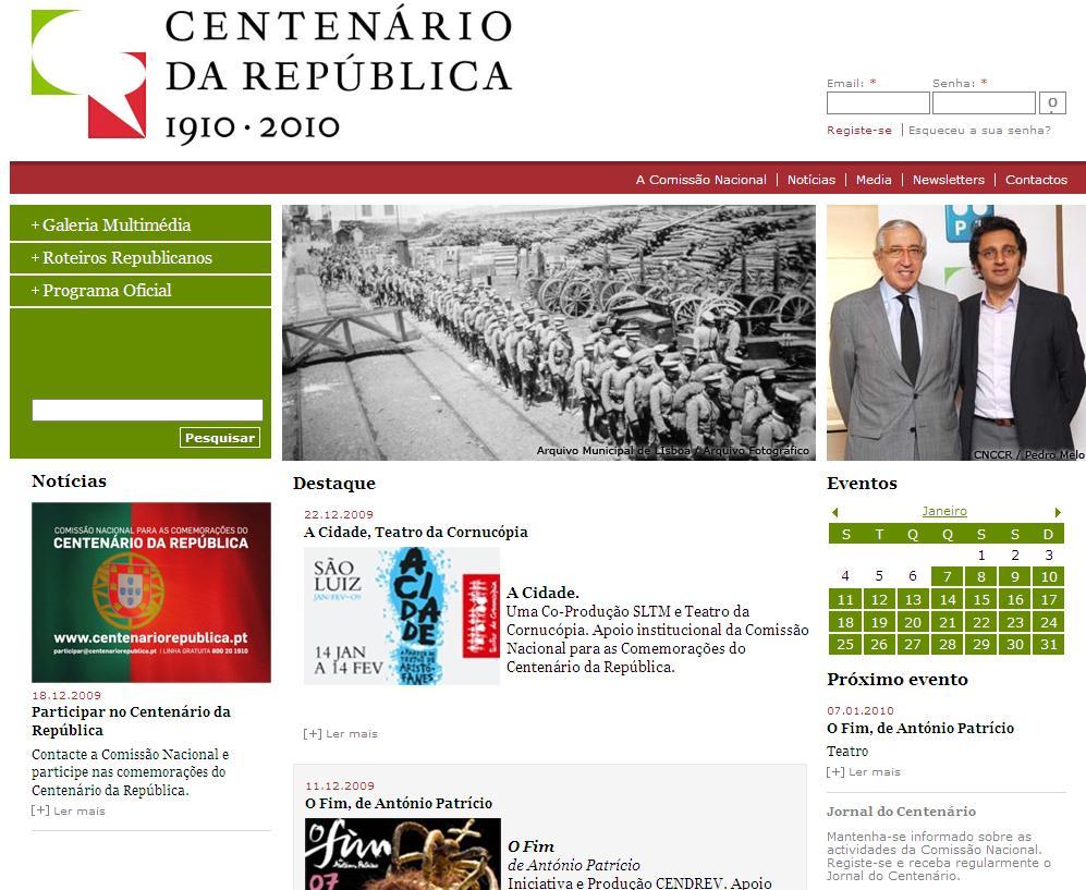 Registo Individual (a partir do Portal do Centenário www.