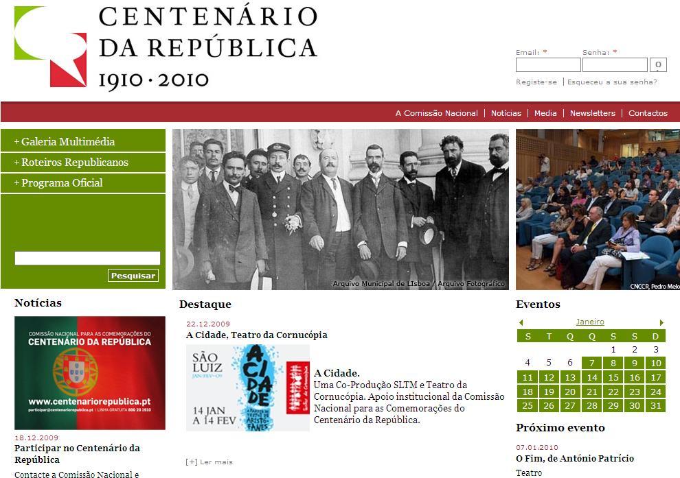 Registo da Escola (aceder a partir do Portal do Centenário www.centenariorepublica.