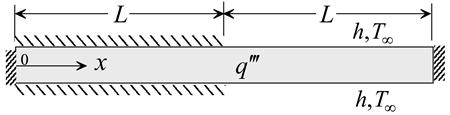 MECATRONE Vol. 2, n o 1 (2017) Texto Livre 2, pág. 2 Questão 1 Uma haste com comprimento 2L, perímetro P e área da seção transversal A c gera energia térmica a uma taxa volumétrica q.