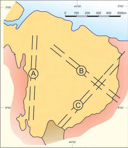 Figura 6: Estruturas do Ciclo Brasiliano no Paleozoico. Fonte: Santos e Carvalho (2009).
