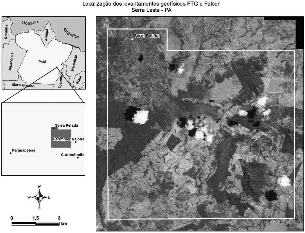 GALBIATTI H, BRAGA MA, CARLOS DU & SOUSA RR 803 Figura 1 Mapa da localização da área dos levantamentos aerogeofísicos 3D-FTG e Falcon.