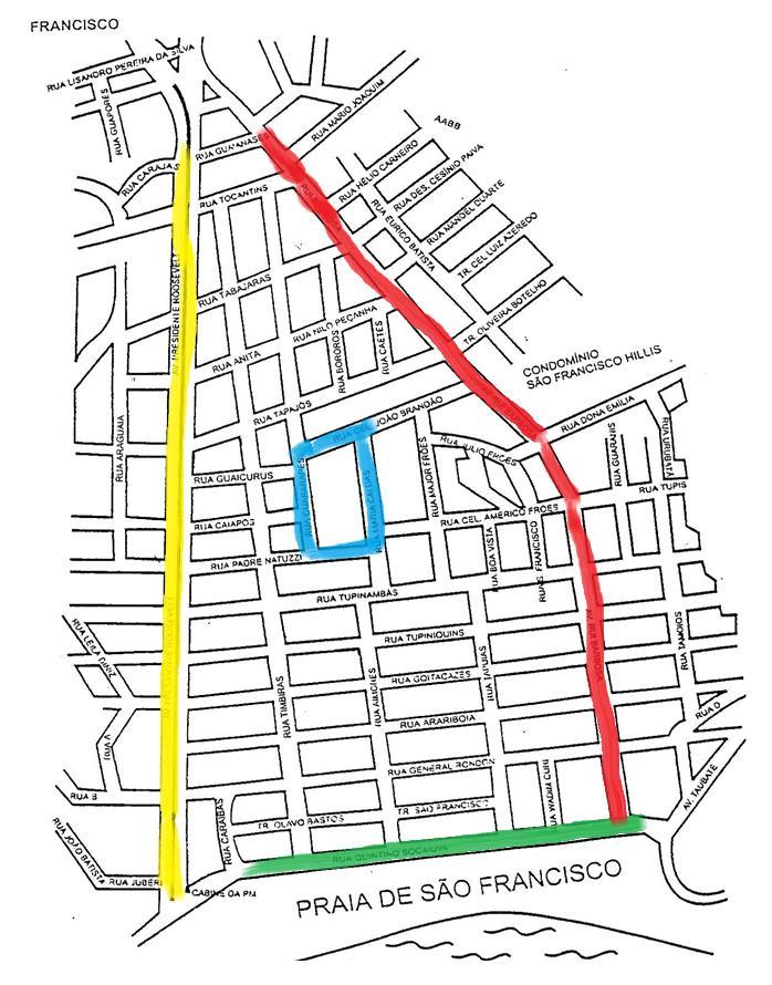 Gabarito 01- Observe no mapa de São Francisco as suas três principais avenidas. Agora, faça o que está sendo pedido: PINTE DE VERDE a Avenida Quintino Bocaiúva.