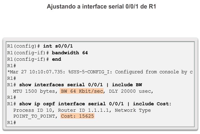 Custo do OSPF Ajustando as