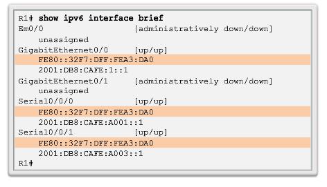 Configurando o OSFPv3 Endereços de local de link Os endereços locais de link são criados automaticamente quando um endereço global unicast IPv6 é atribuído à interface (obrigatório).