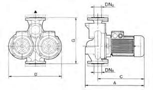 AVAC I VAC ILS/ ILD Bombas circuladoras simples ou duplas in-line Single or double circulating in-line pumps ILD 2 pólos ILD 4 pólos DNA /DND DIMENSÕES DIMENSIONS (mm) WEIGT 1450 rpm A C D G ILD