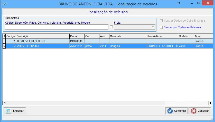 Nessa tela vai localizar o veículo que deseja e clica em confirmar
