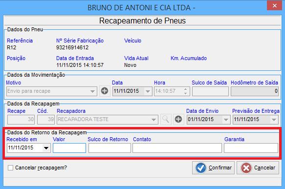 Ao clicar em Processar Retorno, vai abrir a tela como na figura abaixo onde irá informar os dados do retorno, após