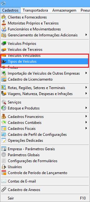 Após realizar o cadastro do Chassi deverá estar vinculando o mesmo com o Tipo de Veículo para que após o Tipo de Veículo possua vinculo com o Veículo como detalhado abaixo.