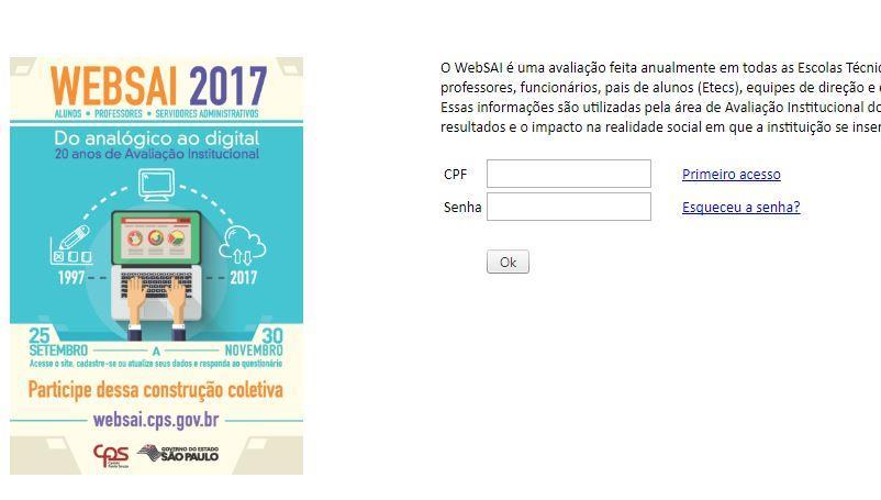 Autenticando no sistema WebSAI Descrição: O Diretor ou o representante da Unidade se identifica no sistema WebSAI. Procedimentos: 1.