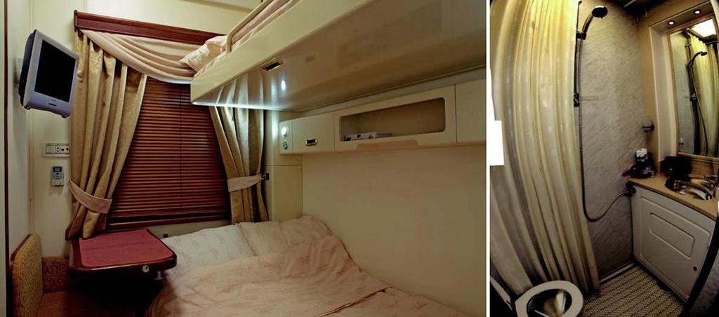 CABINE DELUXE SILVER Para aqueles que procuram mais conforto (1 ou 2 pessoas por cabine) Os vagões-cama Deluxe Silver oferecem cabines um pouco menores que os vagões-cama Deluxe Gold.