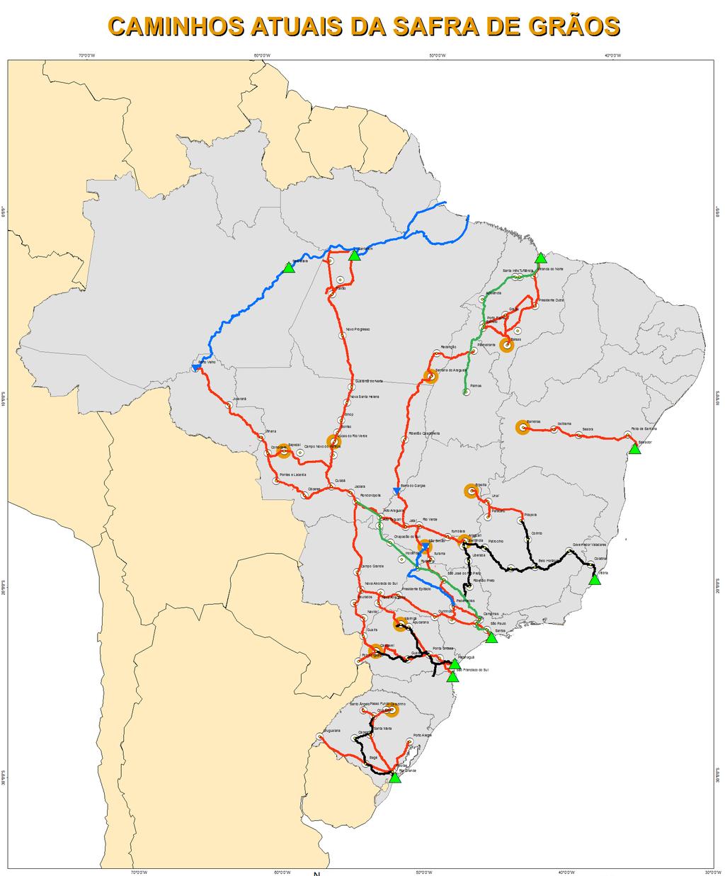 MODELAGEM DE ORIGEM E DESTINO DAS EXPORTAÇÕES DE GRÃOS SAFRA 2015 197 MILHÕES DE TONELADAS DE