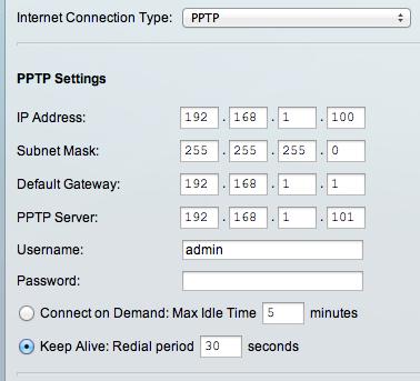 address do servidor de PPTP.