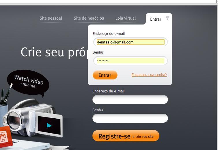 Para retornar ao site de edição: Acesse o webnode: http://webnode.com.br e clique em Entrar.