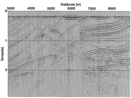 12 de 17 18/10/2011 09:18 Figura 7 - Seção de afastamento comum de 200 m (afastamento mais curto) dos dados Marmousi.