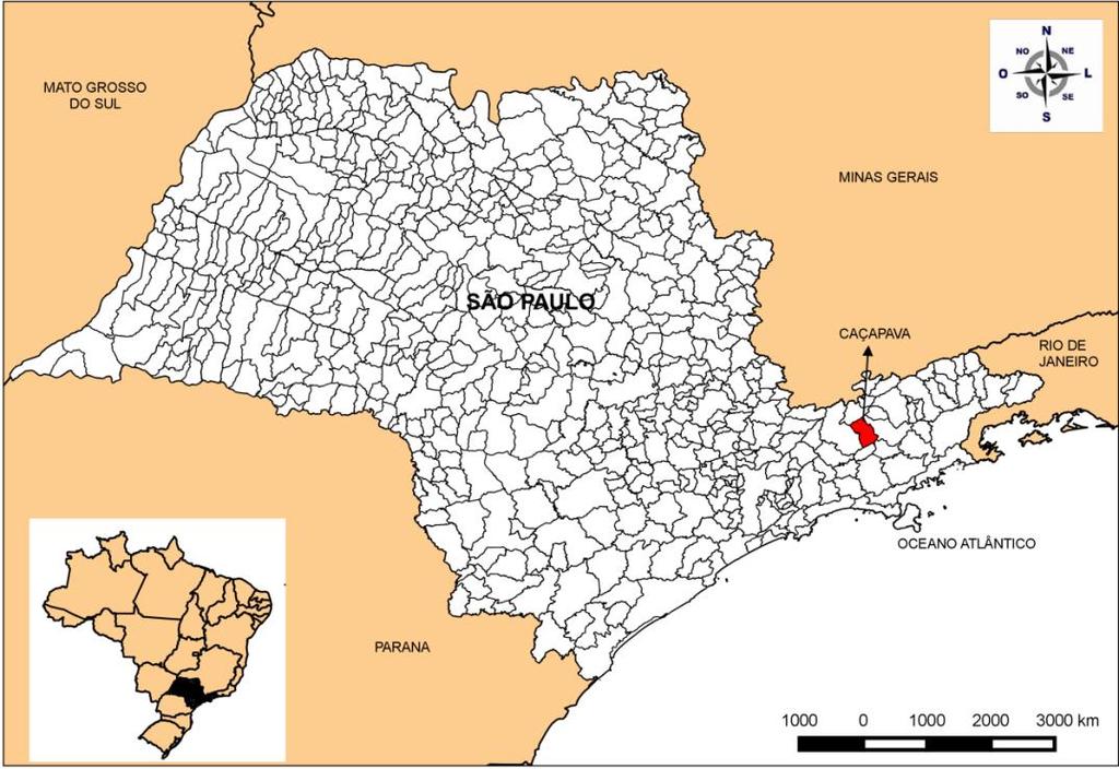 Figura 2- Localização do. 6.2. Aspectos Físicos O clima da região é ameno e caracteriza-se por boas condições de salubridade que são bem conhecidas em todo o estado.