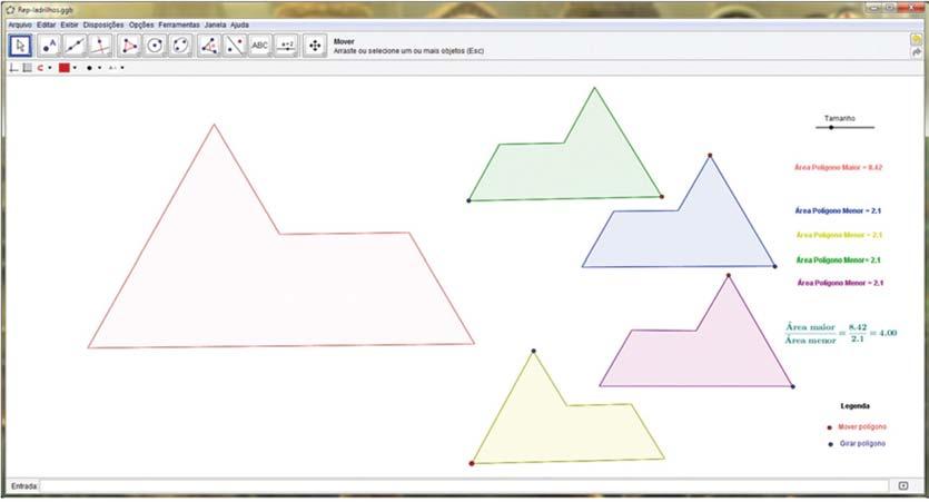 d) Observando a tabela o que você pode concluir com respeito aos retângulos pequenos e o retângulo grande? e) Calcule a área e o perímetro de cada um dos retângulos e preencha a tabela abaixo.