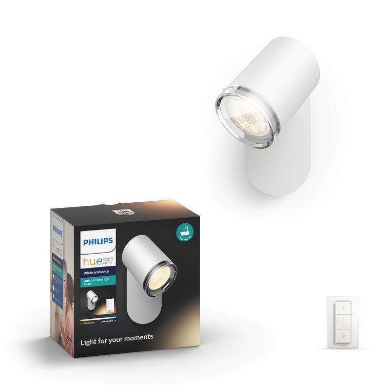 PHILIPS Luz ambiente branca Hue Foco de casa de banho Adore Regulador incluído GU10 Branco