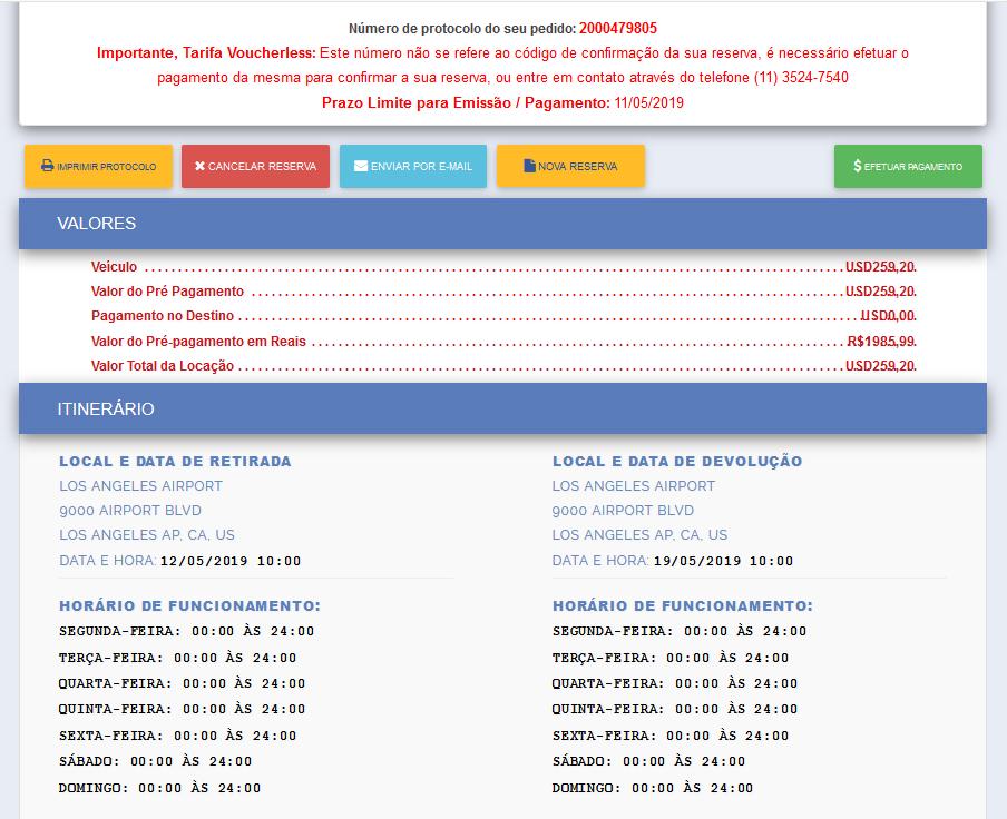 CONFIRMAÇÃO DE RESERVA A próxima tela é a confirmação de reserva, que você pode