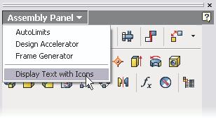 Painel de Comandos Compacto Assim que você se tornar mais familiarizado com as ferramentas em cada ambiente, você pode compactar o painel de comandos desmarcando a opção Display Text with Icons.